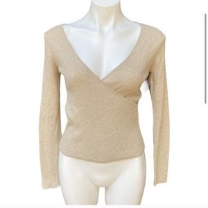 Leith Ribbed Wrap Sweater in Cream